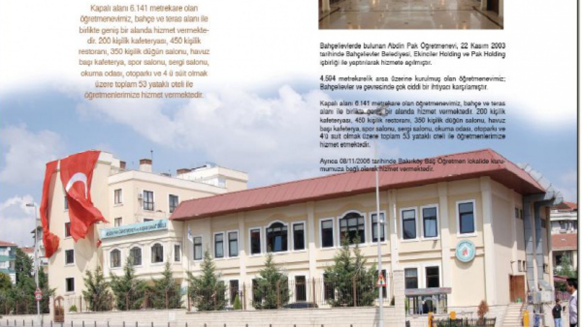 Bahçelievler Abidin Pak Öğretmenevi ve Akşam Sanat Okulu İSTANBUL BAHÇELİEVLER